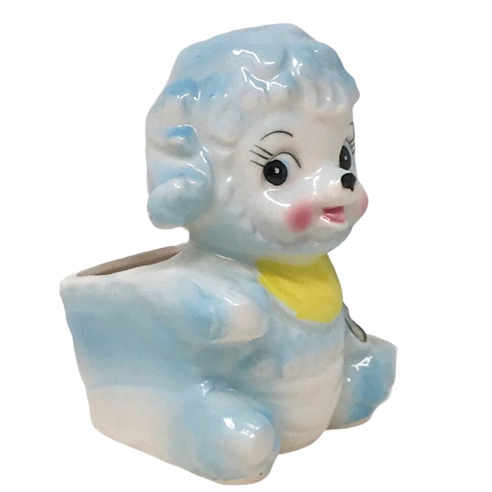 Baby Blue Ceramic Lamb Vase Planter Flower Pot Velco of Japan - Picture 7 of 7